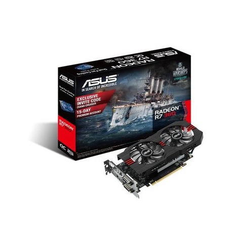 Asus AMD Radeon R7 360 OC 2GB GDDR5 2DVI-HDMI-DisplayPort PCI-Express Video Card