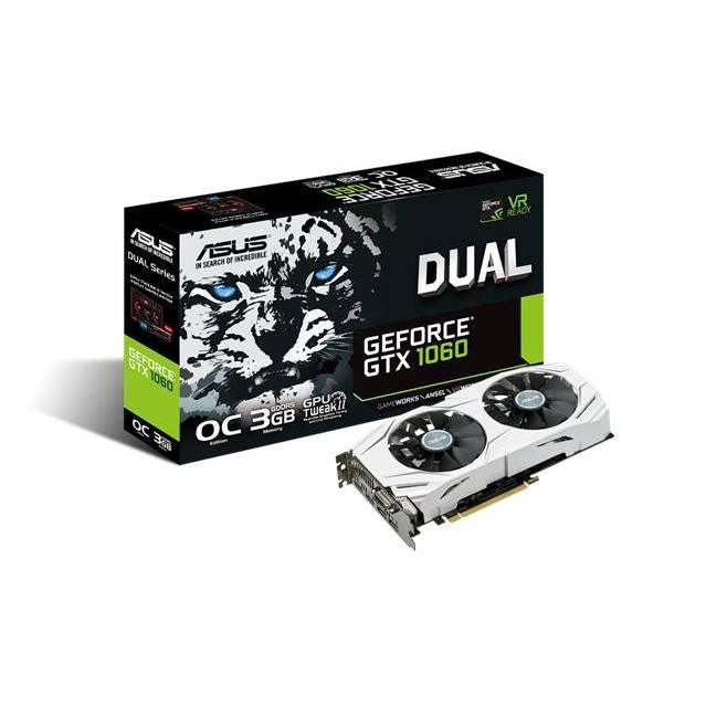 Asus NVIDIA Dual GeForce GTX 1060 OC 3GB GDDR5 DVI-2HDMI-2DisplayPort PCI-Express Video Card