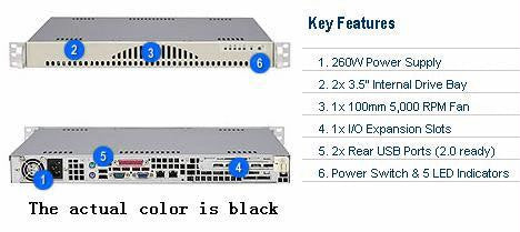 Supermicro CSE-512L-260B 260W Mini 1U Rackmount Server Chassis (Black)