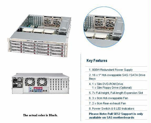 Supermicro CSE-836TQ-R800B 800W 3U Rackmount Server Chassis (Black)