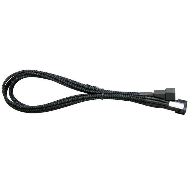 NZXT CB-3P-Y 300mm 3Pin Fan Female to 2x 3Pin Fan Male Power Cable w- Individually Sleeved (Black)