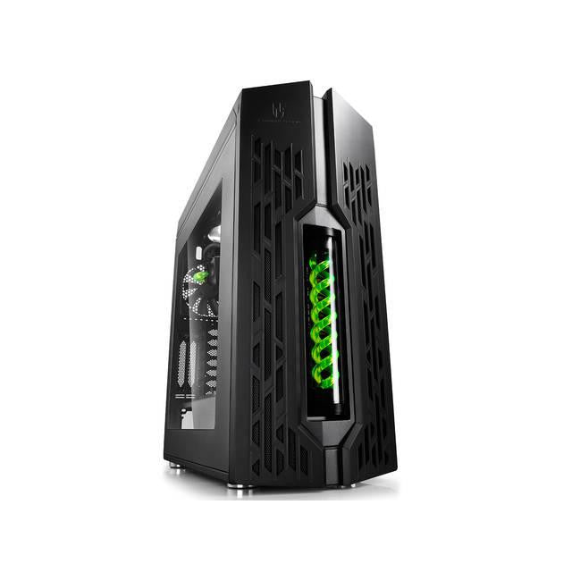 DEEPCOOL GENOME BK-GN No Power Supply ATX Mid Tower w- Integrated 360mm Liquid Cooling System (Black Case + Green Helix)