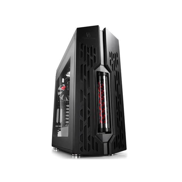 DEEPCOOL GENOME BK-RD No Power Supply ATX Mid Tower w- Integrated 360mm Liquid Cooling System (Black Case + Red Helix)