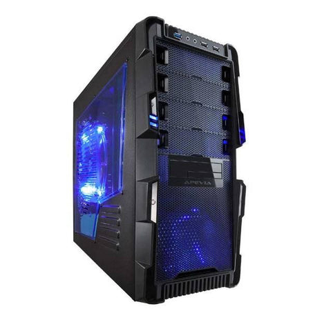 Apevia X-Hermes No Power Supply ATX Mid Tower (Black-Blue)