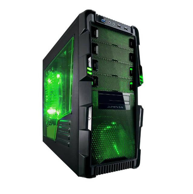 Apevia X-Hermes No Power Supply ATX Mid Tower (Black-Green)