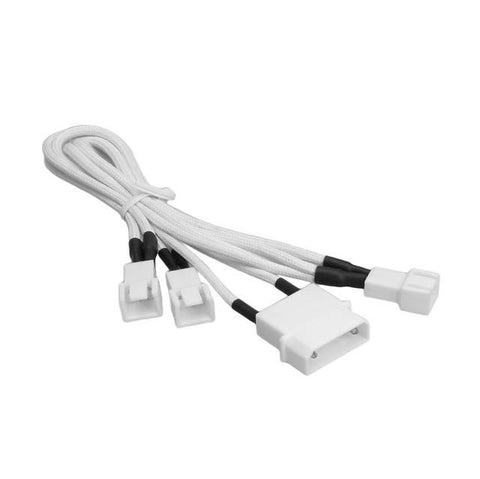 BitFenix Alchemy Multisleeved 20cm 4Pin Molex Male to 3x 3Pin Fan Male 12V Adapter Cable (White Sleeve- White Connector)