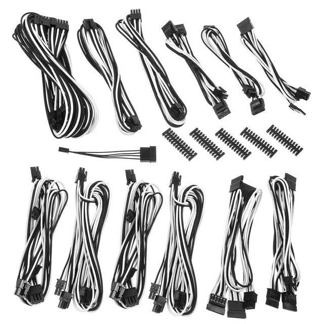 BitFenix ALCHEMY 2.0 PSU CABLE KIT for Corsair Power Supply AXi-HXi,RM-Rmi-RMx-CS-M-TX-M-CX-M, CSR-SERIES - Black-White (BFX-ALC-CSRKW-RP)