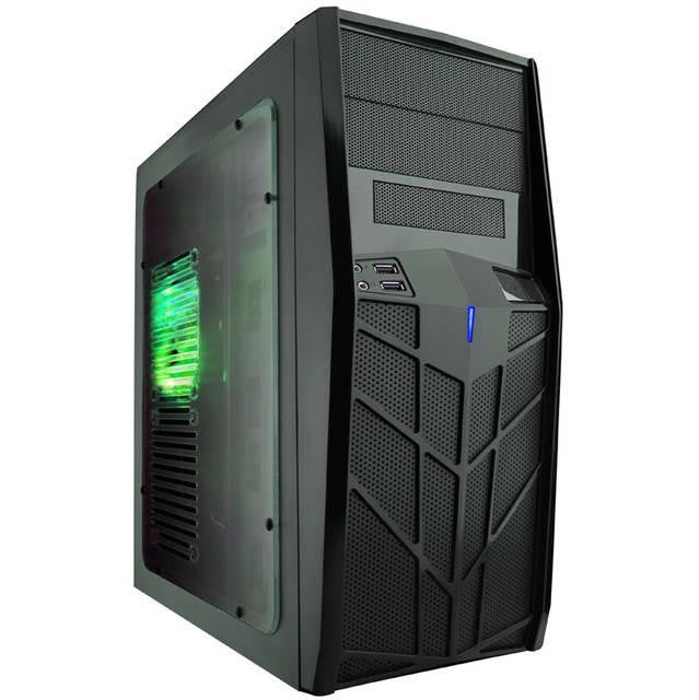 Apevia X-Trooper Jr No Power Supply ATX Mid Tower w- Side Window-Green