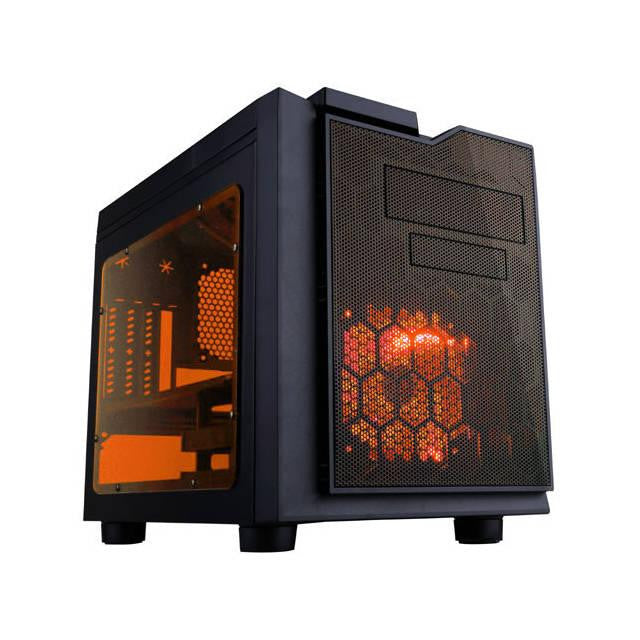 Apevia X-Qpack3 No Power Supply MicroATX Case  (Black-Orange)