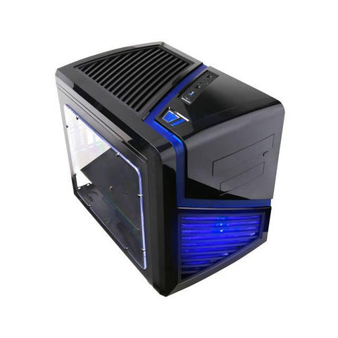 Apevia X-Qber No Power Supply MicroATX Cube Case (Black-Blue)