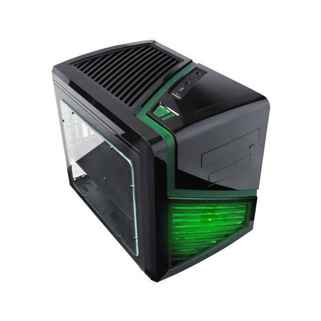 Apevia X-QBER-GN No Power Supply MicroATX Cube Case (Black-Green)