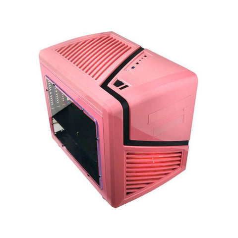 Apevia X-QBER-PK No Power Supply MicroATX Case (Black-Pink)