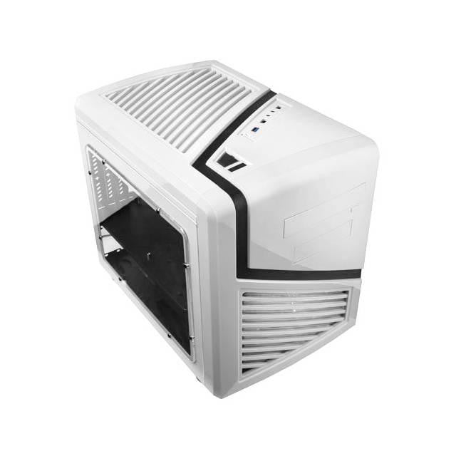 Apevia X-Qber No Power Supply MicroATX Case (Black-White)