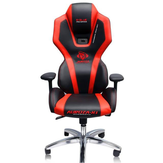 E-BLUE EEC301REAA-IA AUROZA-XI Illuminate PC Gaming Chair - Ergo Designed Premium Leather (Black & Red)