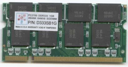 Super Talent D333 SODIMM 1GB-64x8 Micron Chip Notebook Memory