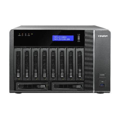 QNAP TVS-EC1080+-E3-32G-US Intel Xeon E3-1245 v3 3.4GHz- 32GB RAM- 6GbE- 10SATA3- USB3.0- 10-Bay Desktop NAS for Enterprise