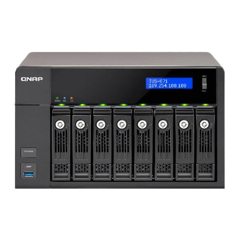 QNAP TVS-871-I3-4G-US Intel Core i3-4150 3.5GHz- 4GB RAM- 4GbE- 8SATA3- USB3.0- 8-Bay Desktop NAS for SMBs