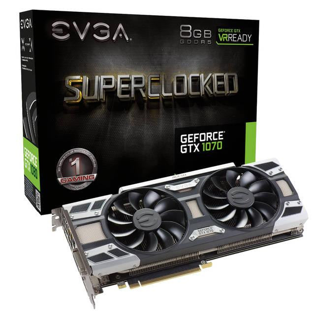 EVGA NVIDIA GeForce GTX 1070 Superclocked GAMING 8GB GDDR5 DVI-HDMI-3DisplayPort PCI-Express Video Card w- ACX 3.0 Cooler