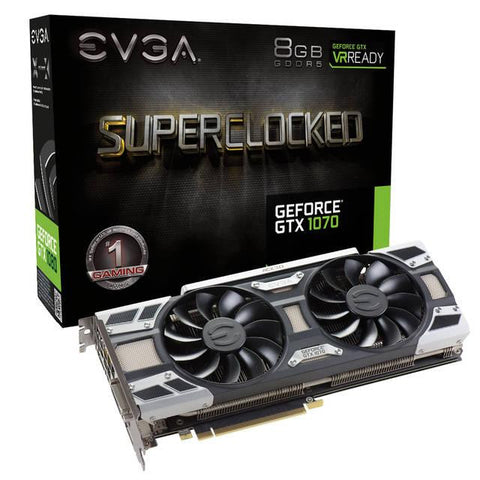 EVGA NVIDIA GeForce GTX 1070 Superclocked GAMING 8GB GDDR5 DVI-HDMI-3DisplayPort PCI-Express Video Card w- ACX 3.0 Cooler