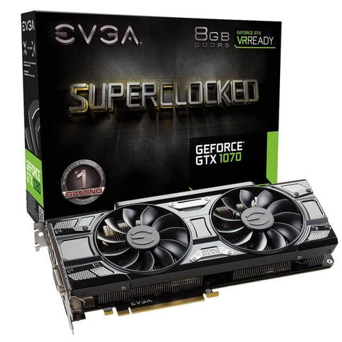 EVGA NVIDIA GeForce GTX 1070 Superclocked GAMING 8GB GDDR5 DVI-HDMI-3DisplayPort PCI-Express Video Card w- ACX 3.0 Cooler