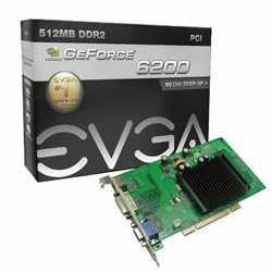 EVGA NVIDIA GeForce 6200 512MB GDDR2 DVI-VGA-TV-out PCI Video Card