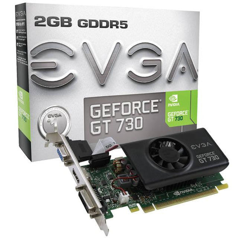 EVGA NVIDIA GeForce GT 730 2GB GDDR5 VGA-DVI-HDMI Low Profile PCI-Express Video Card