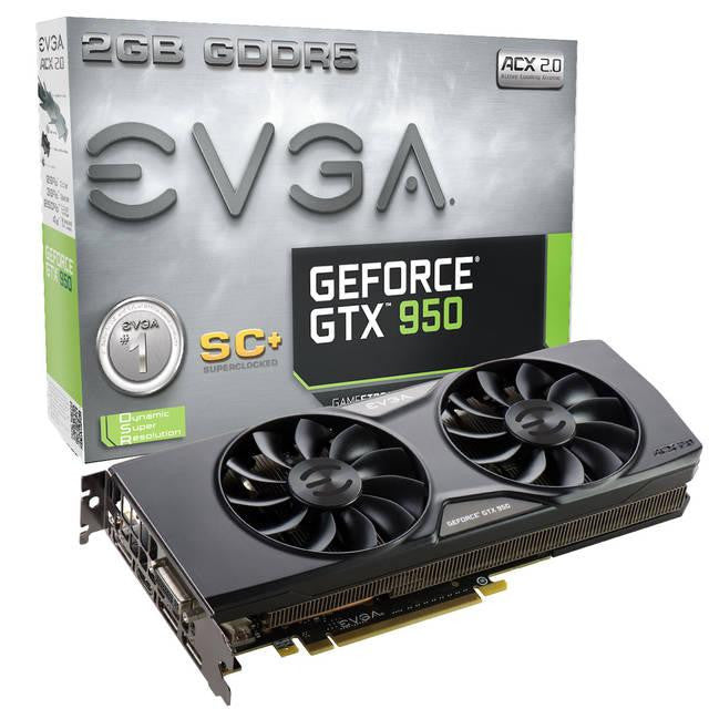 EVGA NVIDIA GeForce GTX 950 Superclocked+ ACX 2.0 2GB GDDR5 DVI-HDMI-3DisplayPort PCI-Express Video Card