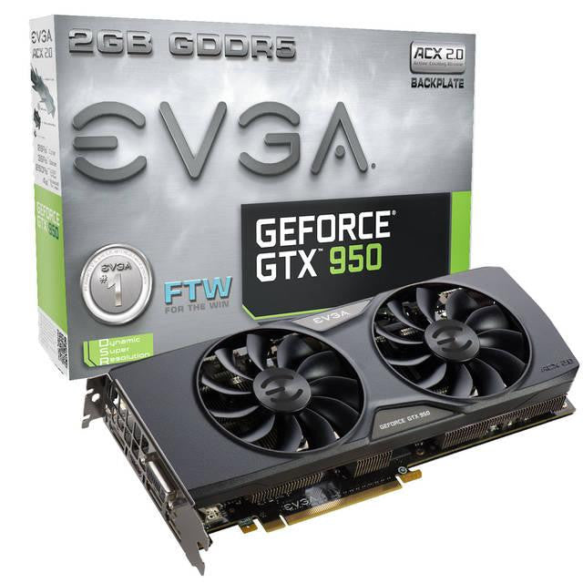 EVGA NVIDIA GeForce GTX 950 FTW ACX 2.0 2GB GDDR5 DVI-HDMI-3DisplayPort PCI-Express Video Card