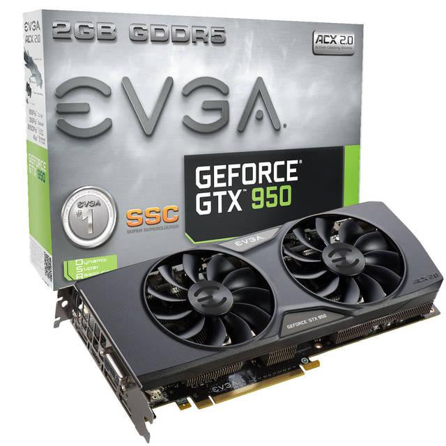 EVGA NVIDIA GeForce GTX 950 SSC ACX 2.0 2GB GDDR5 DVI-HDMI-3DisplayPort PCI-Express Video Card