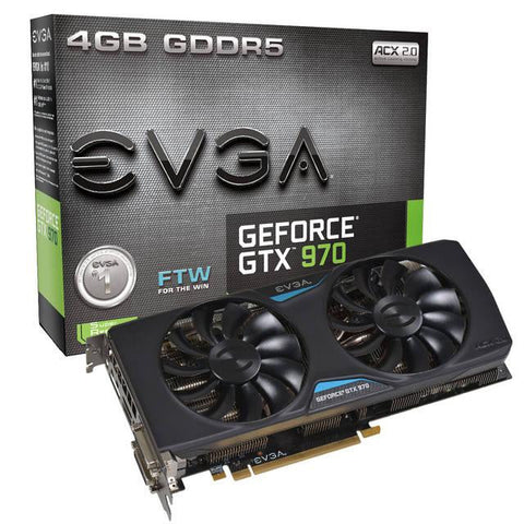 EVGA NVIDIA GeForce GTX 970 FTW 4GB GDDR5 2DVI-HDMI-DisplayPort PCI-Express Video Card w- ACX 2.0 Cooler