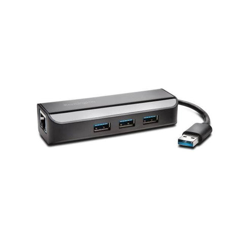 Kensington K33982WW UA3000E USB 3.0 Ethernet Adapter & 3-Port Hub (Black)