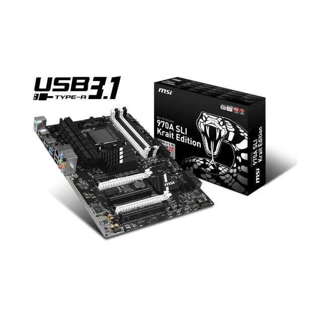 MSI 970A SLI KRAIT EDITION Socket AM3+- AMD 970- DDR3- 2-Way CrossFireX & 2-Way SLI- SATA3&USB3.1- A&GbE- ATX Motherboard