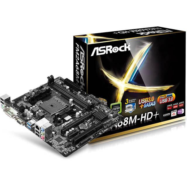 ASRock FM2A68M-HD+ Socket FM2+- AMD A68H- DDR3- SATA3&USB3.0- A&GbE- MicroATX Motherboard