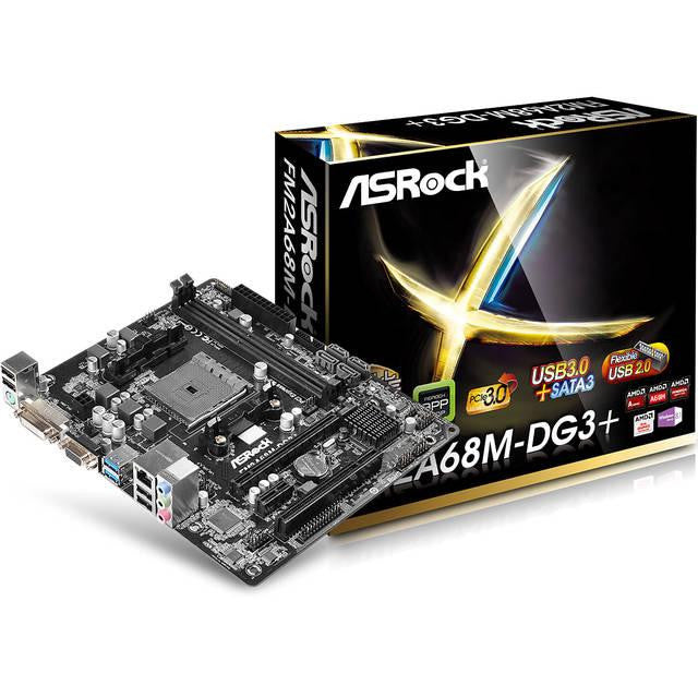 ASRock FM2A68M-DG3+ Socket FM2+- AMD A68H- DDR3- SATA3&USB3.0- A&GbE- MicroATX Motherboard