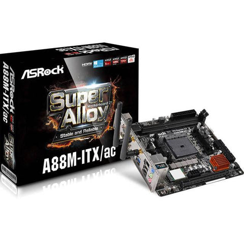 ASRock A88M-ITX-AC Socket FM2+- AMD A88X- DDR3- SATA3&USB3.0- M.2- WiFi- A&GbE- Mini-ITX Motherboard