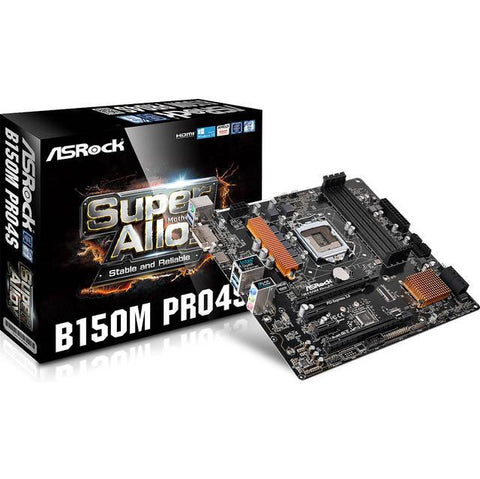 ASRock B150M PRO4S LGA1151- Intel B150- DDR4- Quad CrossFireX- SATA3&USB3.0- A&GbE- MicroATX Motherboard