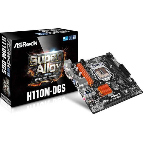 ASRock H110M-DGS LGA1151- Intel H110- DDR4- SATA3&USB3.0- A&GbE- MicroATX Motherboard