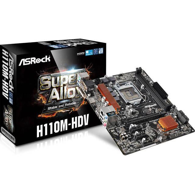 ASRock H110M-HDV LGA1151- Intel H110- DDR4- SATA3&USB3.0- A&GbE- MicroATX Motherboard