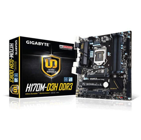 GIGABYTE GA-H170M-D3H DDR3 LGA1151- Intel H170- DDR3- 2-Way CrossFireX- SATA3&USB3.0- M.2&SATA Express- A&GbE- MicroATX Motherboard