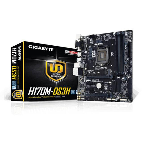 GIGABYTE GA-H170M-DS3H LGA1151- Intel H170- DDR4- 2-Way CrossFireX- SATA3&USB3.0- M.2&SATA Express- A&GbE- MicroATX Motherboard