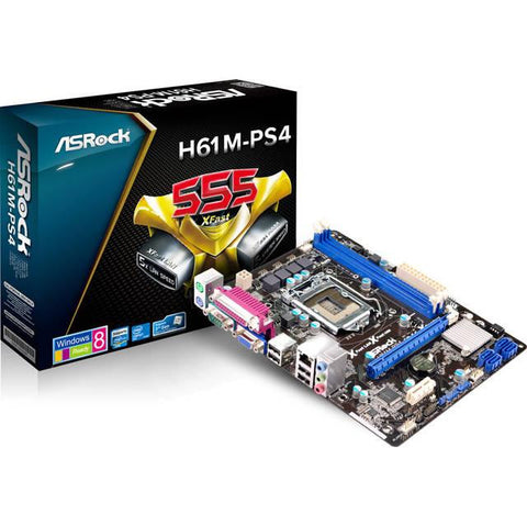 ASRock H61M-PS4 LGA1155- Intel H61- DDR3- A&GbE- MicroATX Motherboard