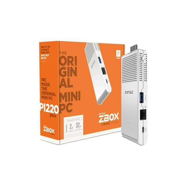 ZOTAC ZBOX-PI220-W2B Intel Atom x5-Z8300 1.44GHz- 2GB DDR3L- 32GB eMMC- No ODD- Windows 10 Home Mini PC