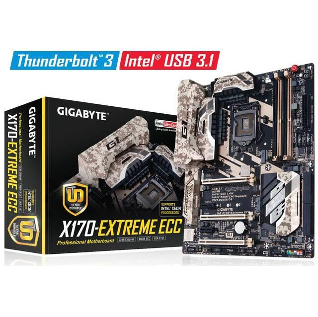 GIGABYTE GA-X170-EXTREME ECC LGA1151- Intel C236- DDR4- 3-Way CrossFireX & 2-Way SLI- SATA3&USB3.1- M.2&SATA Express- A&GbE- ATX Motherboard