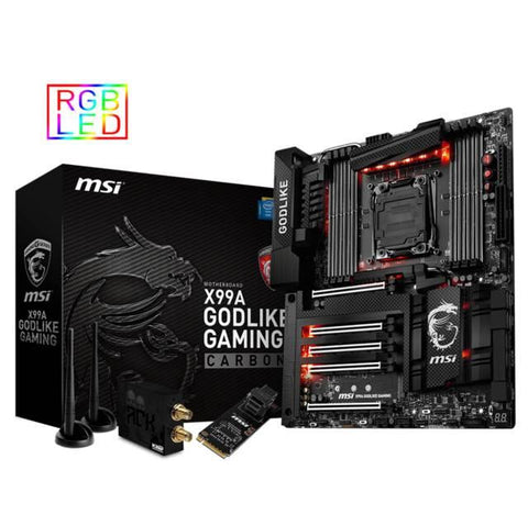 MSI X99A GODLIKE GAMING CARBON LGA2011-v3- Intel X99- DDR4- CrossFireX & 4-Way SLI- SATA3&USB3.1-M.2&SATA Express- WiFi- A&2GbE- EATX Motherboard