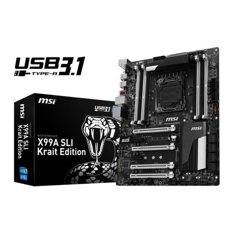 MSI X99A SLI KRAIT EDITION LGA2011-v3- Intel X99- DDR4- 3-Way CrossFireX & 3-Way SLI- SATA3&USB3.1- M.2&SATA Express- A&GbE- ATX Motherboard