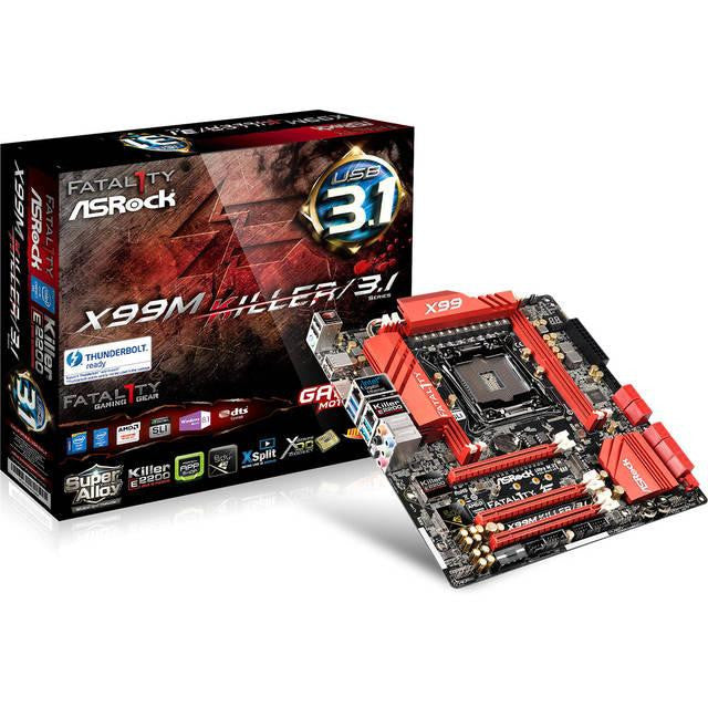 ASRock FATAL1TY X99M KILLER-3.1 LGA2011-v3- Intel X99- DDR4- Quad CrossFireX & Quad SLI- SATA3&USB3.1- M.2&SATA Express- A&2GbE- MicroATX Motherboard