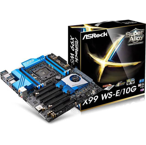 ASRock X99 WS-E-10G LGA2011-v3- Intel X99- DDR4- Quad CrossFireX & Quad SLI- SATA3&USB3.0- M.2- A&4GbE- EATX Motherboard