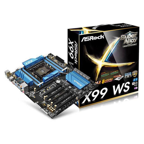 ASRock X99 WS LGA2011-v3- Intel X99- DDR4- Quad CrossFireX & Quad SLI- SATA3&USB3.0- M.2- A&2GbE- EATX Motherboard