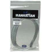 Manhattan 340458 10ft USB 2.0 Type A Male to USB 2.0 Type B Female Hi-Speed USB Device Cable (Translucent Silver)