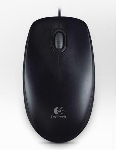 Logitech B100 Wired USB Optical Mouse (Black)